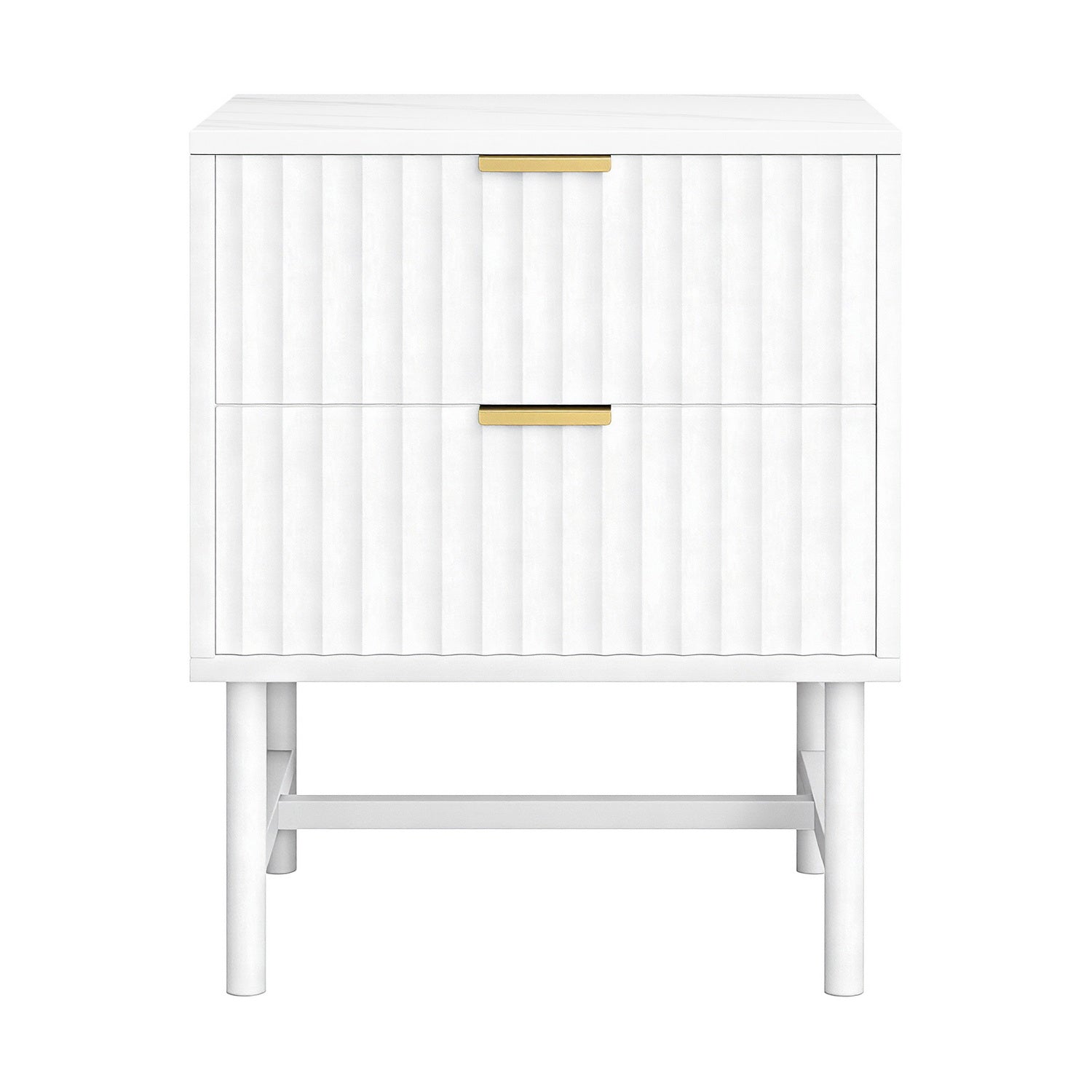 Artiss Bedside Table 2 Drawers - White FUR-S-BS-03-WH