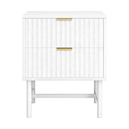 Artiss Bedside Table 2 Drawers - White FUR-S-BS-03-WH