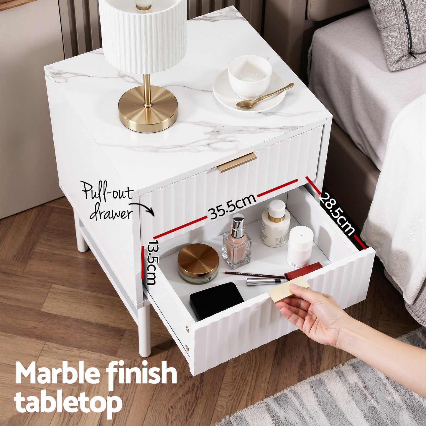 Artiss Bedside Table 2 Drawers - White FUR-S-BS-03-WH