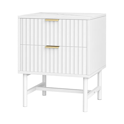 Artiss Bedside Table 2 Drawers - White FUR-S-BS-03-WH