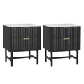 Artiss 2x Bedside Table 2 Drawers - Black FUR-S-BS-03-WHBKX2