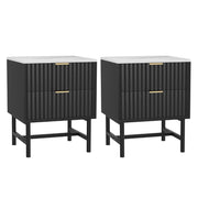 Artiss 2x Bedside Table 2 Drawers - Black FUR-S-BS-03-WHBKX2
