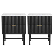 Artiss 2x Bedside Table 2 Drawers - Black FUR-S-BS-03-WHBKX2