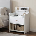 Artiss Bedside Table Drawer Charging Station White FUR-S-BS-04-WH