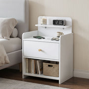 Artiss Bedside Table Drawer Charging Station White FUR-S-BS-04-WH