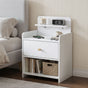Artiss Bedside Table Drawer Charging Station White FUR-S-BS-04-WH