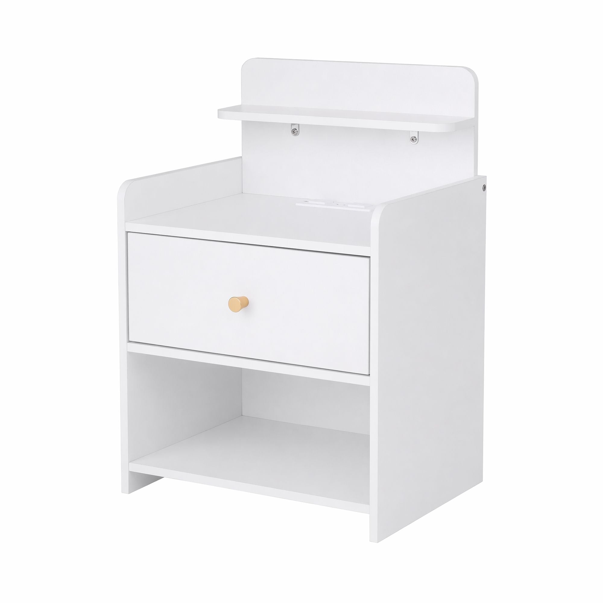 Artiss Bedside Table Drawer Charging Station White FUR-S-BS-04-WH