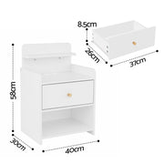 Artiss Bedside Table Drawer Charging Station White FUR-S-BS-04-WH