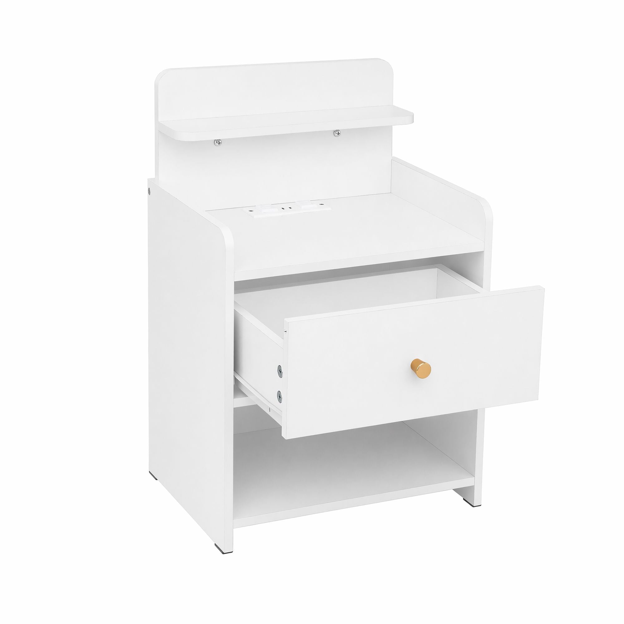 Artiss Bedside Table Drawer Charging Station White FUR-S-BS-04-WH