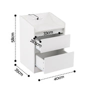 Artiss Bedside Table Nightstand with Charging Station 2 Drawers LED White FUR-S-BS-LED-WH