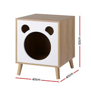 Artiss Cat Nest Bedside Table Solid Wood FUR-S-BS-PET01-WD
