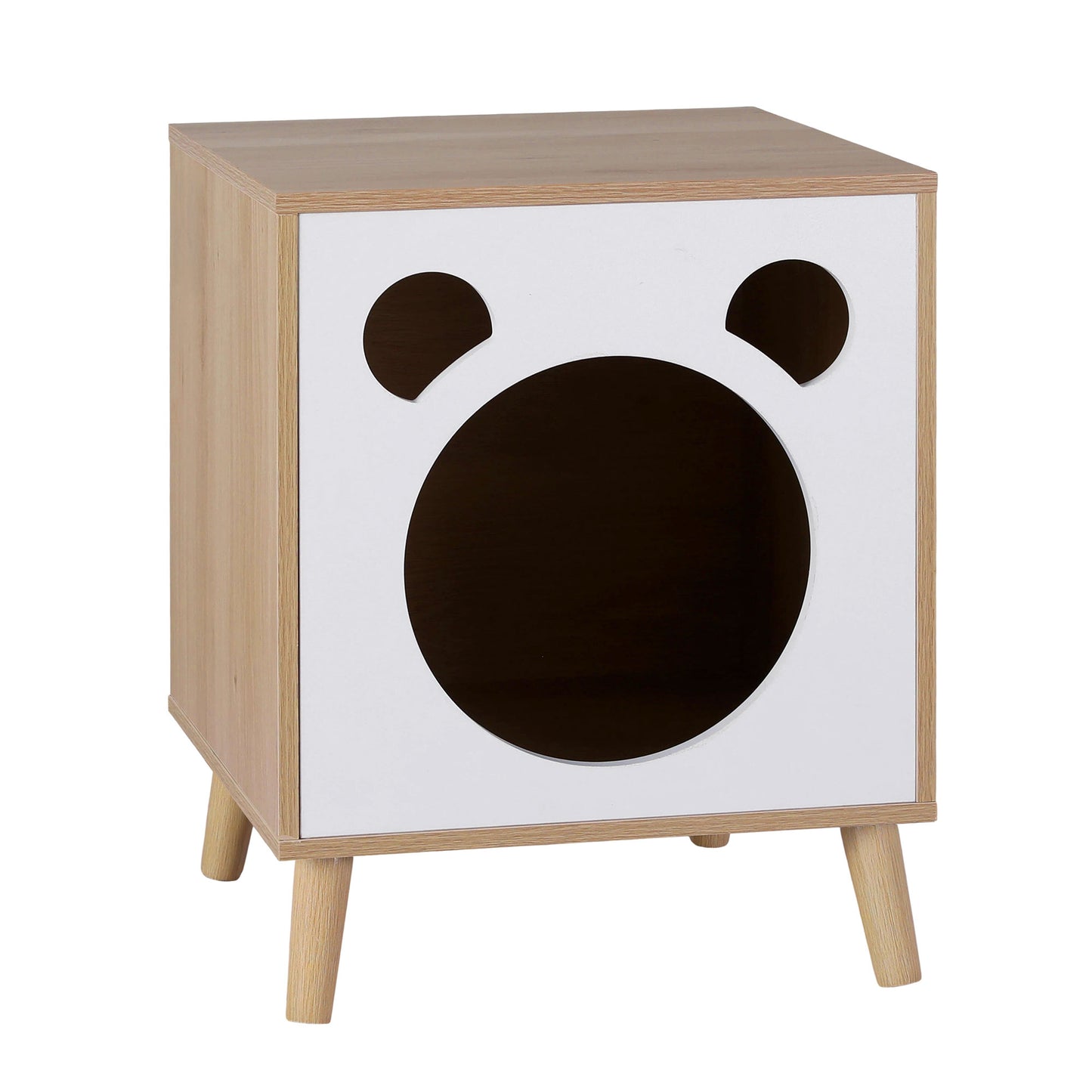 Artiss Cat Nest Bedside Table Solid Wood FUR-S-BS-PET01-WD