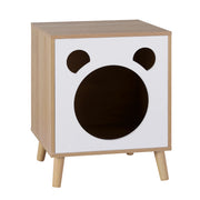 Artiss Cat Nest Bedside Table Solid Wood FUR-S-BS-PET01-WD