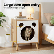 Artiss Cat Nest Bedside Table Solid Wood FUR-S-BS-PET01-WD