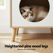 Artiss Cat Nest Bedside Table Solid Wood FUR-S-BS-PET01-WD