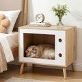 Artiss Cat Nest Bedside Table Solid Wood 60cm FUR-S-BS-PET02-WD