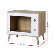 Artiss Cat Nest Bedside Table Solid Wood 60cm FUR-S-BS-PET02-WD