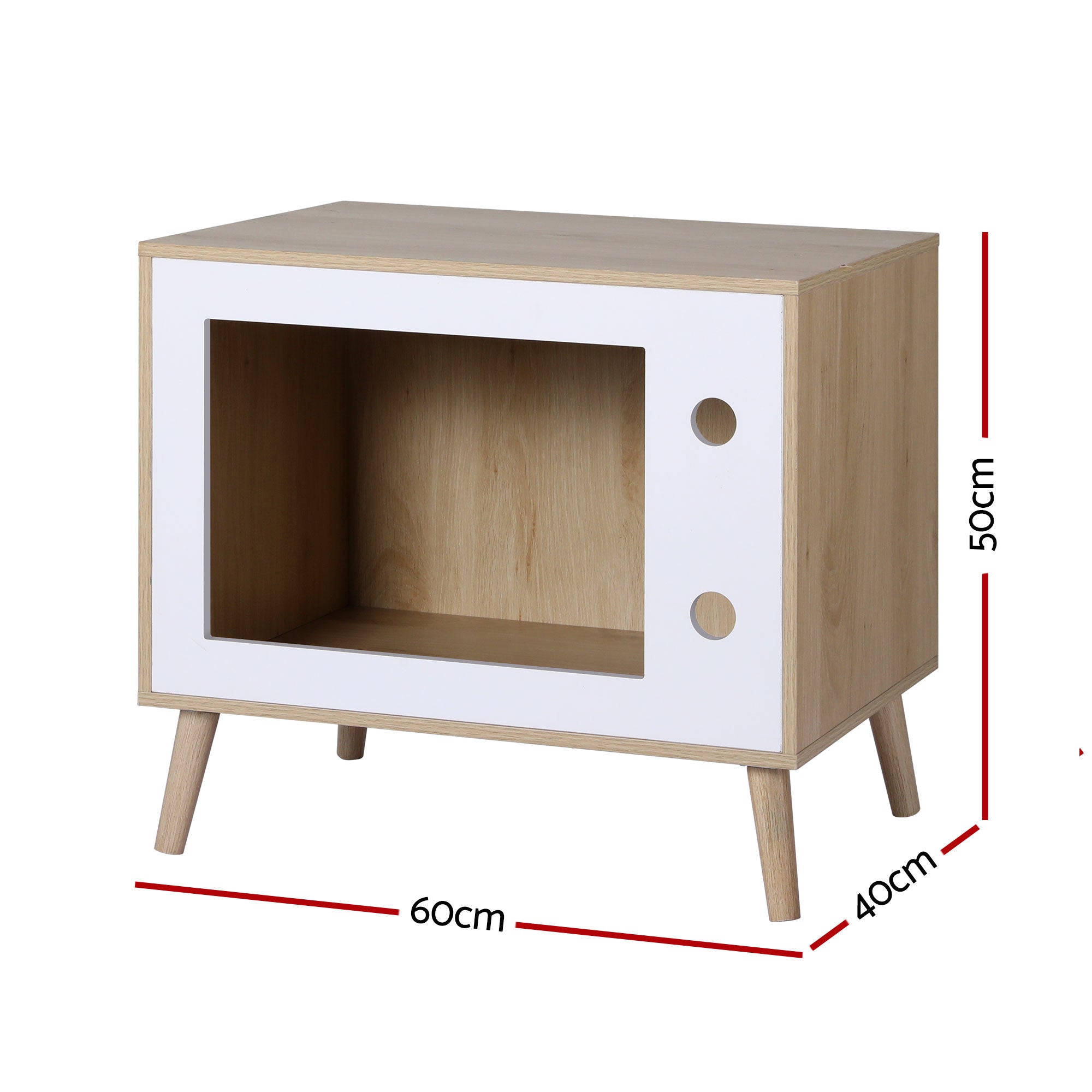 Artiss Cat Nest Bedside Table Solid Wood 60cm FUR-S-BS-PET02-WD