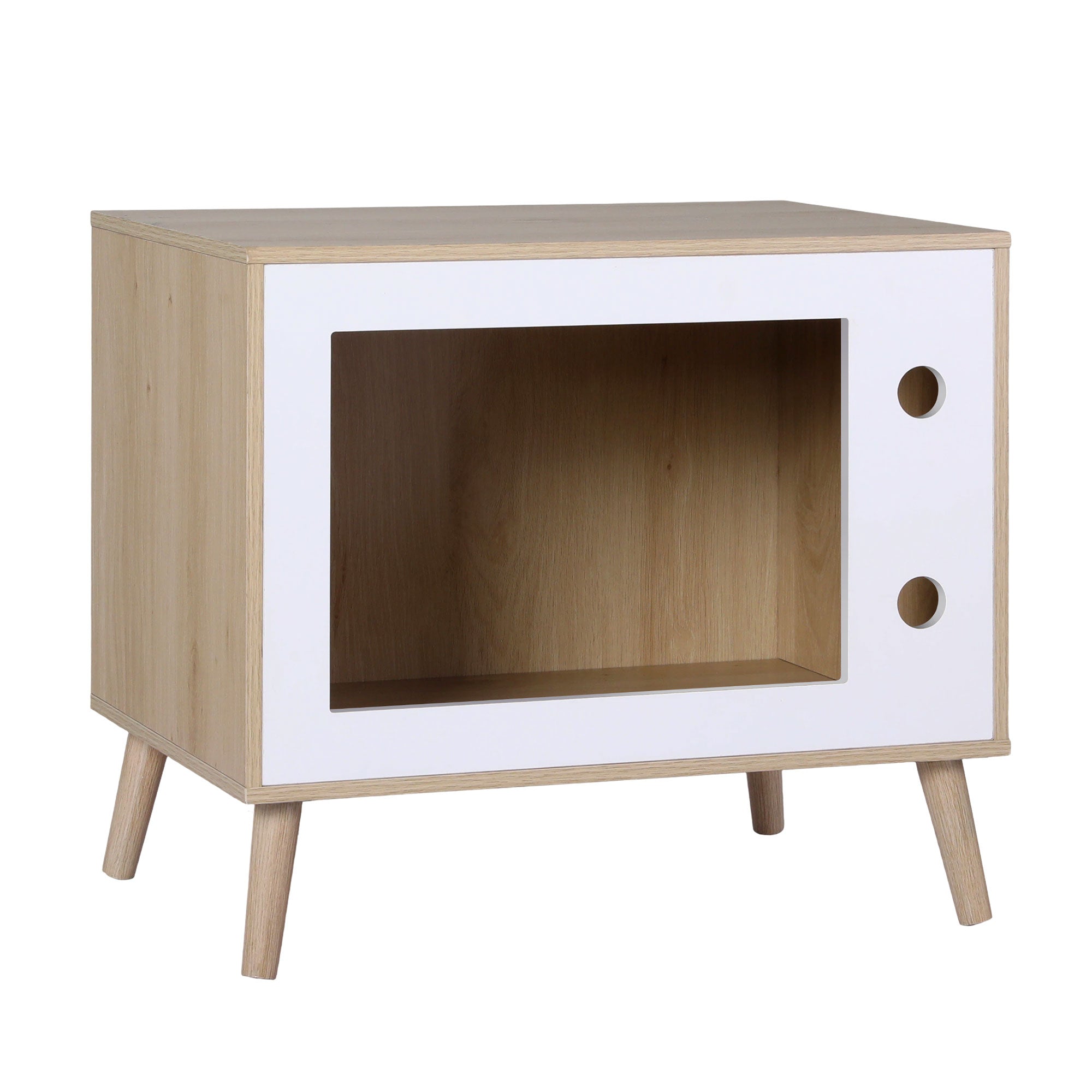 Artiss Cat Nest Bedside Table Solid Wood 60cm FUR-S-BS-PET02-WD