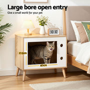 Artiss Cat Nest Bedside Table Solid Wood 60cm FUR-S-BS-PET02-WD