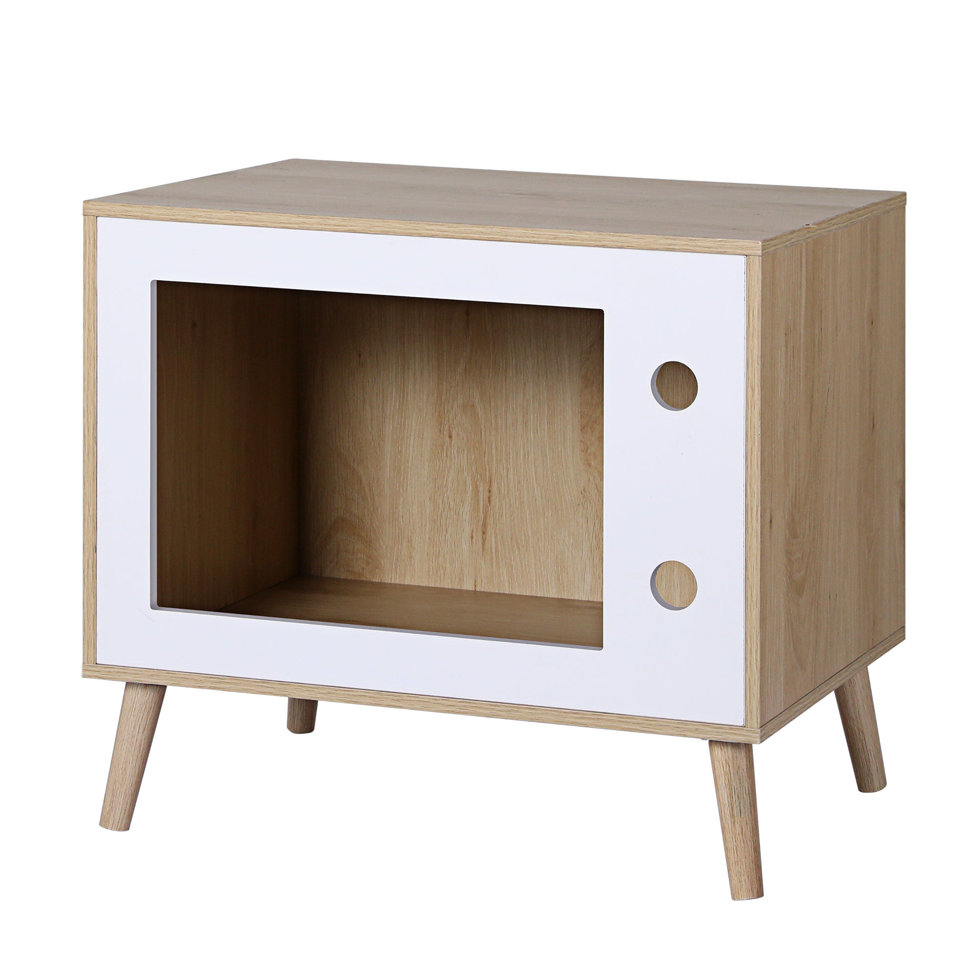 Artiss Cat Nest Bedside Table Solid Wood 60cm FUR-S-BS-PET02-WD