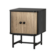 Artiss Bedside Table Side End Table Slidng Doors Storage Nightstand Black BORIS FUR-S-BS-SLD-01-BKWD