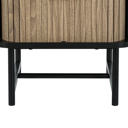 Artiss Bedside Table Side End Table Slidng Doors Storage Nightstand Black BORIS FUR-S-BS-SLD-01-BKWD