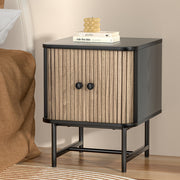 Artiss Bedside Table Side End Table Slidng Doors Storage Nightstand Black BORIS FUR-S-BS-SLD-01-BKWD
