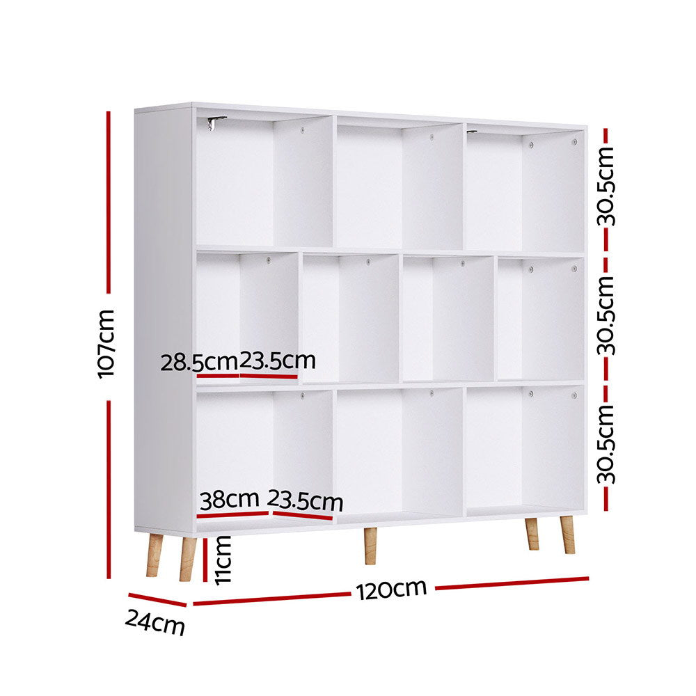 Artiss Bookshelf 3 Tiers 10 Cubes - CORA White FUR-S-BSHELF-02-WH