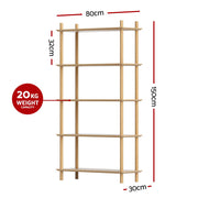 Artiss Bookshelf 5 Tiers Bookcase Display Shelves Wooden Storage Stand Rack Pine FUR-S-BSHELF-03-WD