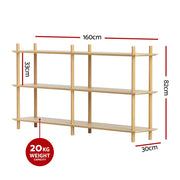 Artiss Bookshelf 3 Tiers Bookcase Display Shelves Wooden Storage Stand Rack Pine FUR-S-BSHELF-04-WD