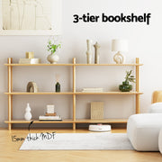 Artiss Bookshelf 3 Tiers Bookcase Display Shelves Wooden Storage Stand Rack Pine FUR-S-BSHELF-04-WD