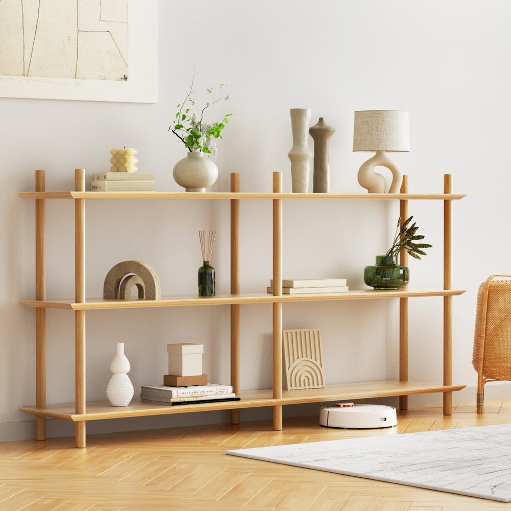 Artiss Bookshelf 3 Tiers Bookcase Display Shelves Wooden Storage Stand Rack Pine FUR-S-BSHELF-04-WD
