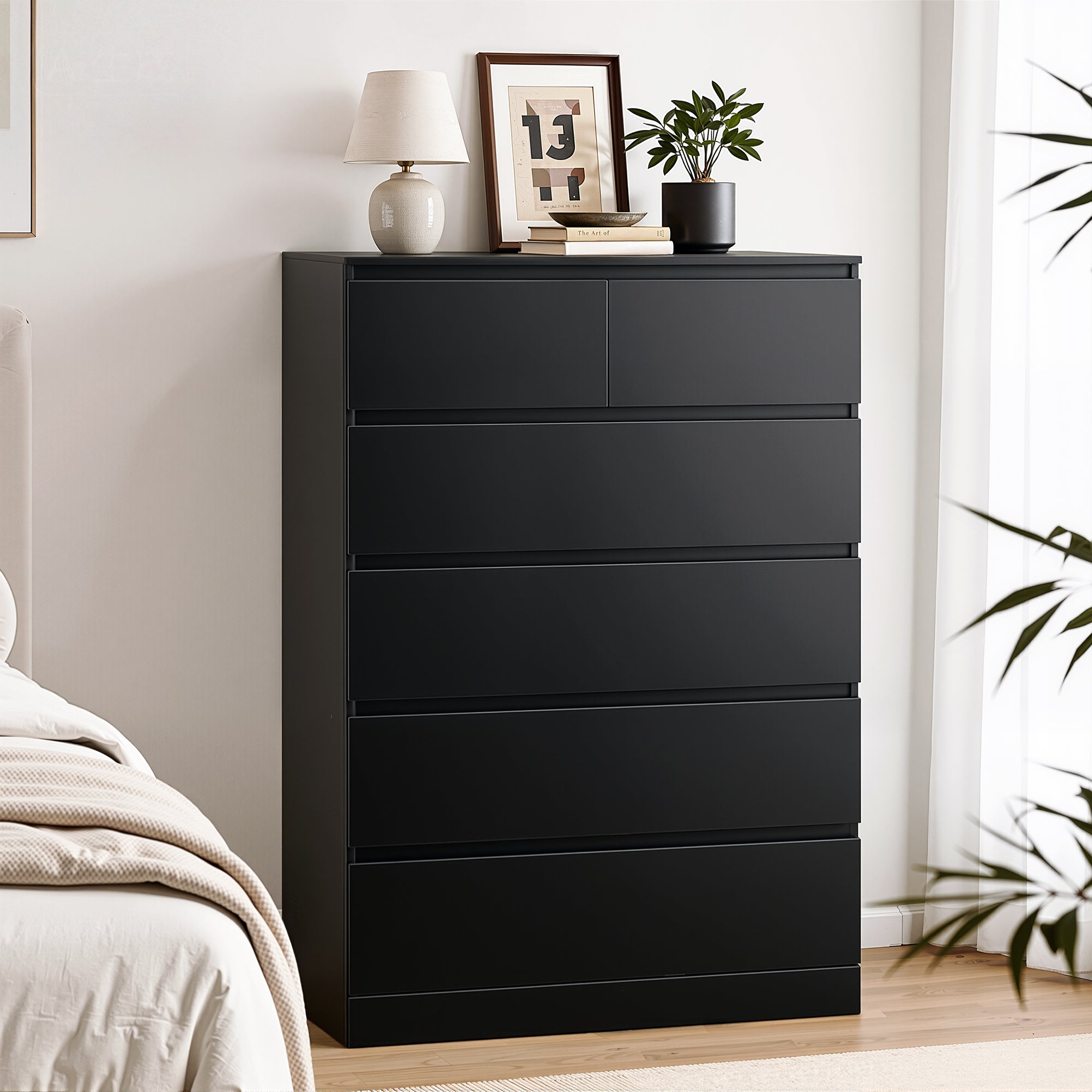Artiss 6 Chest of Drawers Tallboy PEPE Black FUR-S-CDR-01-BK-AB
