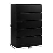 Artiss 6 Chest of Drawers Tallboy PEPE Black FUR-S-CDR-01-BK-AB