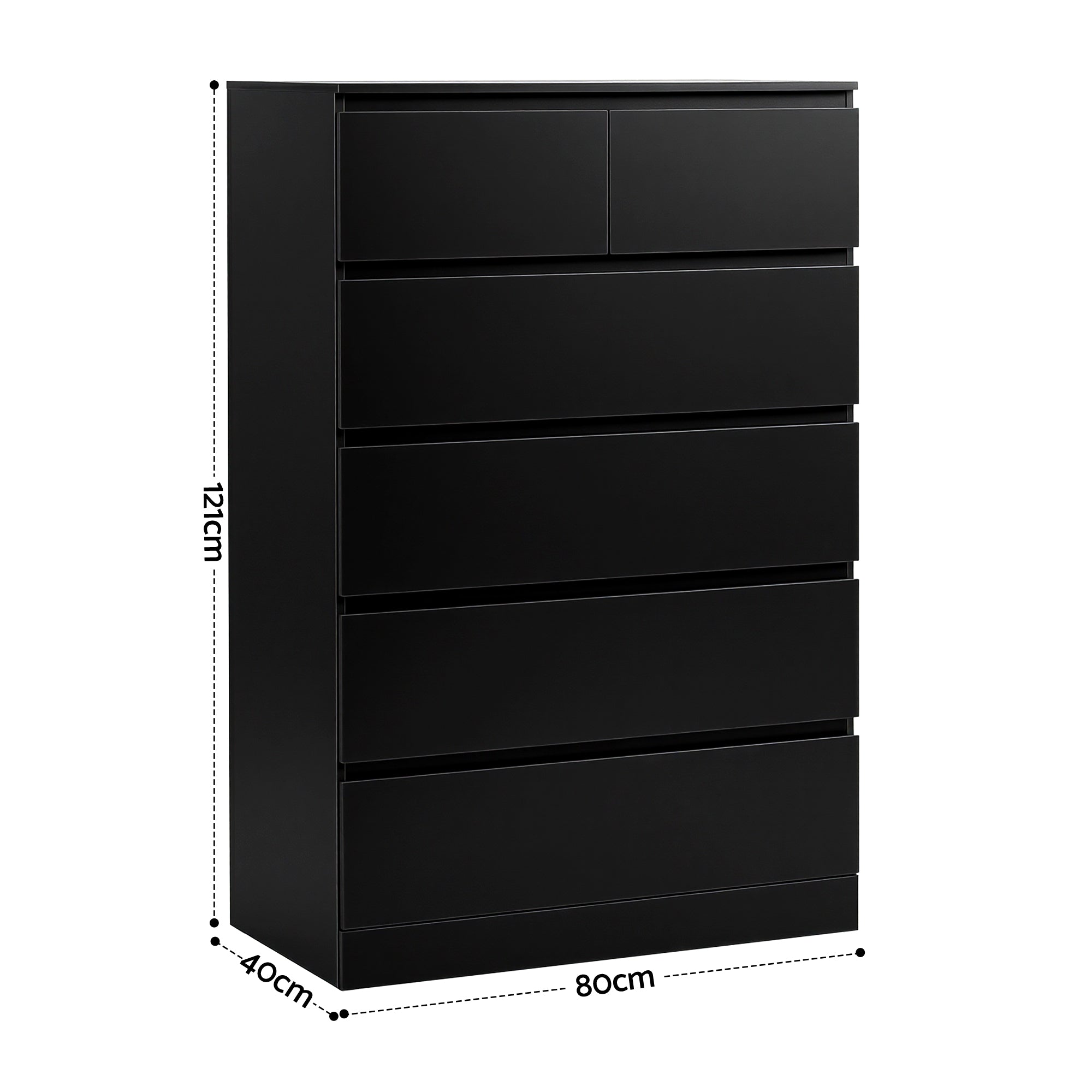 Artiss 6 Chest of Drawers Tallboy PEPE Black FUR-S-CDR-01-BK-AB