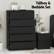 Artiss 6 Chest of Drawers Tallboy PEPE Black FUR-S-CDR-01-BK-AB