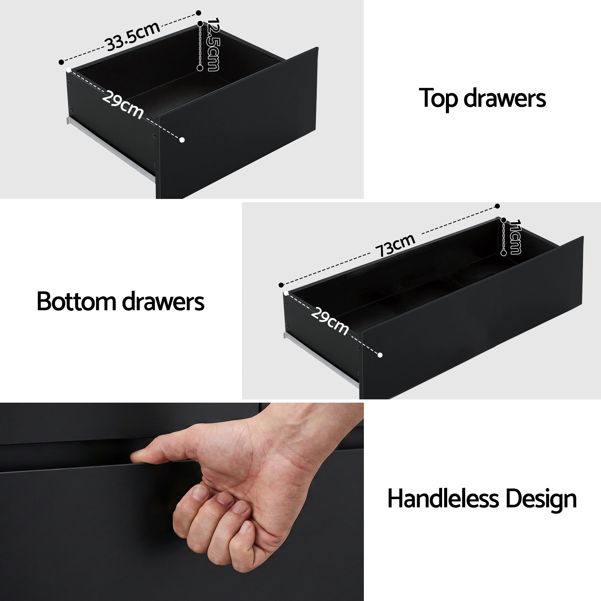 Artiss 6 Chest of Drawers Tallboy PEPE Black FUR-S-CDR-01-BK-AB