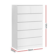 Artiss 6 Chest of Drawers - PEPE White FUR-S-CDR-01-WH-AB