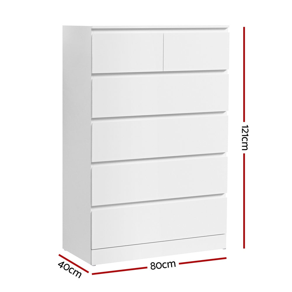Artiss 6 Chest of Drawers - PEPE White FUR-S-CDR-01-WH-AB
