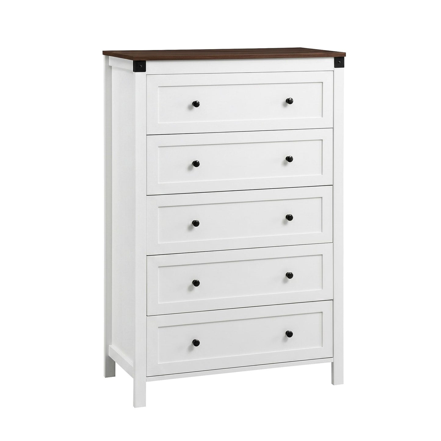 Artiss 5 Chest of Drawers Storage Tallboy White & Walnut FUR-S-CDR-5D-WH-AB