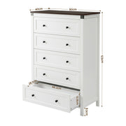 Artiss 5 Chest of Drawers Storage Tallboy White & Walnut FUR-S-CDR-5D-WH-AB