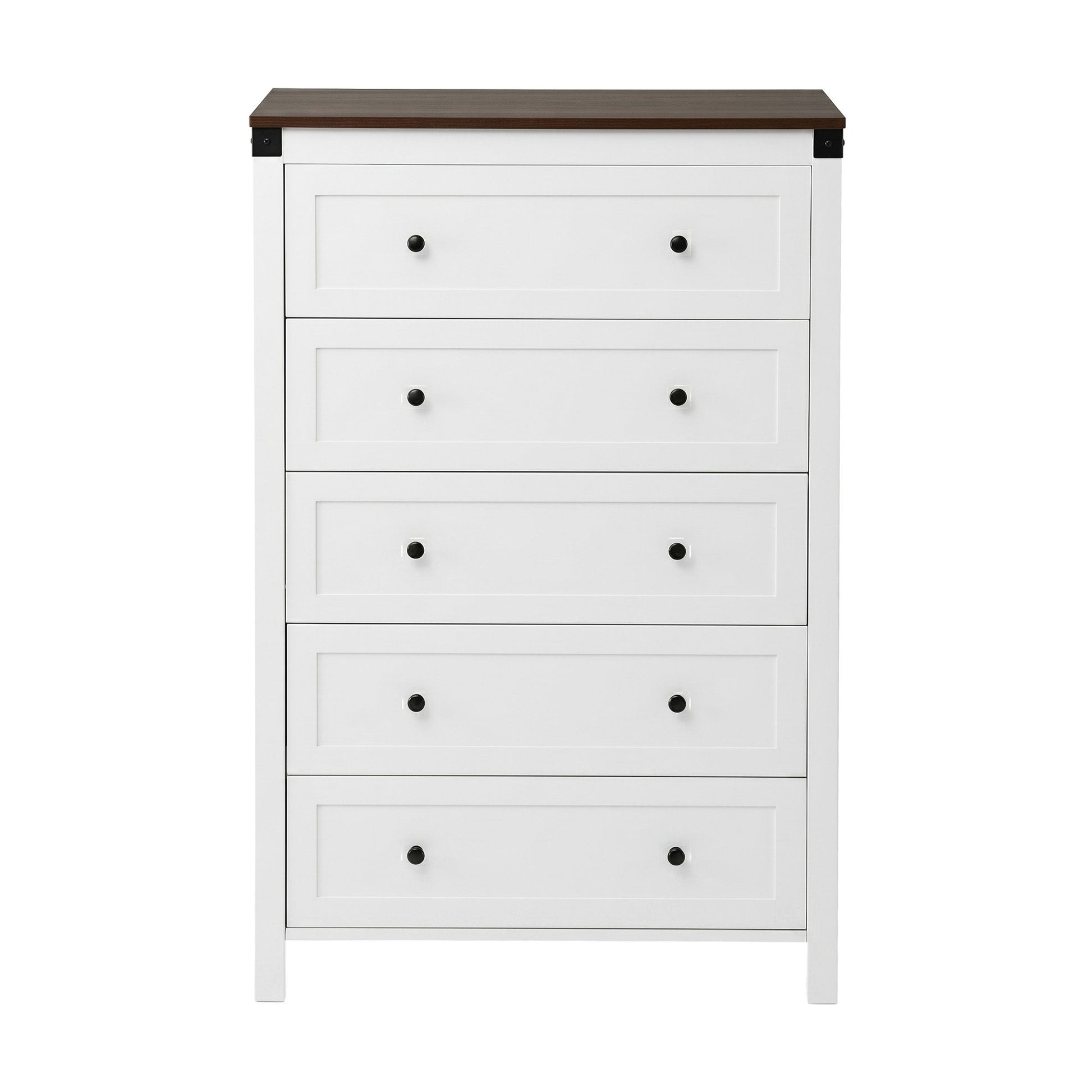 Artiss 5 Chest of Drawers Storage Tallboy White & Walnut FUR-S-CDR-5D-WH-AB