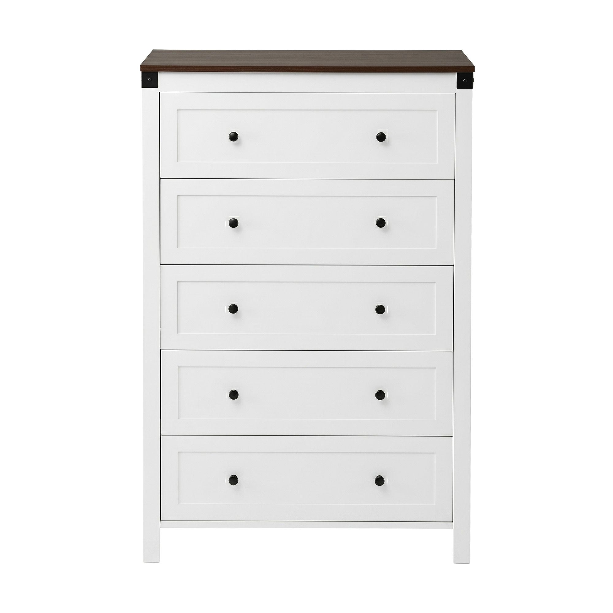 Artiss 5 Chest of Drawers Storage Tallboy White & Walnut FUR-S-CDR-5D-WH-AB