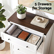 Artiss 5 Chest of Drawers Storage Tallboy White & Walnut FUR-S-CDR-5D-WH-AB