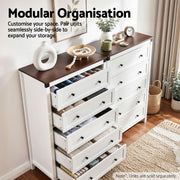 Artiss 5 Chest of Drawers Storage Tallboy White & Walnut FUR-S-CDR-5D-WH-AB