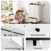 Artiss 5 Chest of Drawers Storage Tallboy White & Walnut FUR-S-CDR-5D-WH-AB