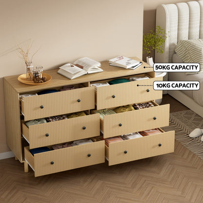 Artiss 6 Chest of Drawers Tallboy Cabinet - RUTH Pine FUR-S-CDR-FLU-01-WD-AB