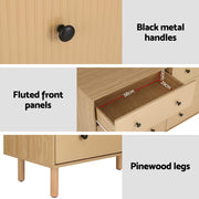 Artiss 6 Chest of Drawers Tallboy Cabinet - RUTH Pine FUR-S-CDR-FLU-01-WD-AB