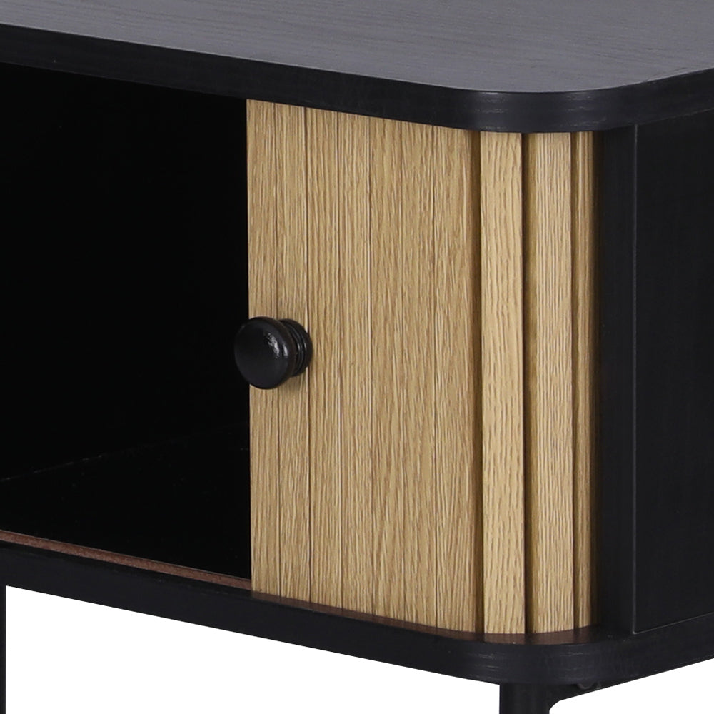 Artiss Coffee Table Sliding Drawer Door Black Boris FUR-S-COF03-BKWD-AB